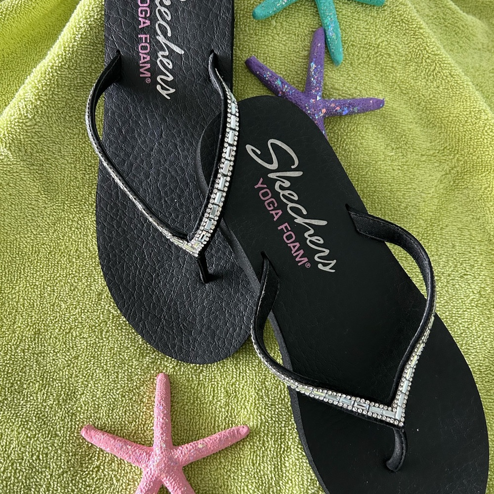 Skechers Yoga Foam Flip Flops with “bling”